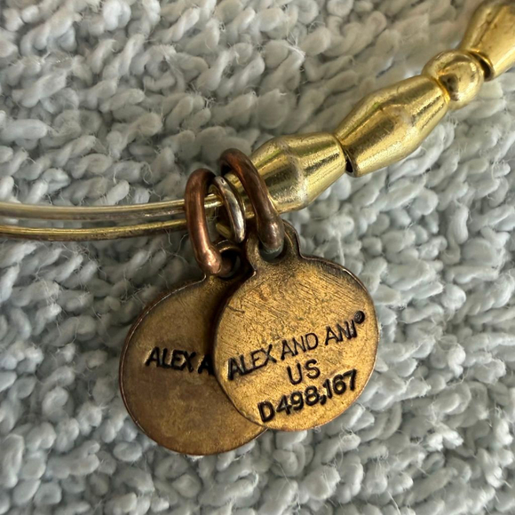 Women's Alex and Ani Gold Beaded Bangle Bracelet One Size - Picture 4 of 7